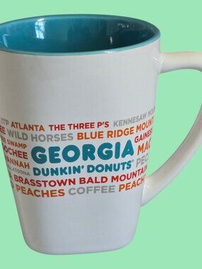 Dunkin Donuts Destination State Coffee Mug 2017 GEORGIA 12 oz. Blue Interior
